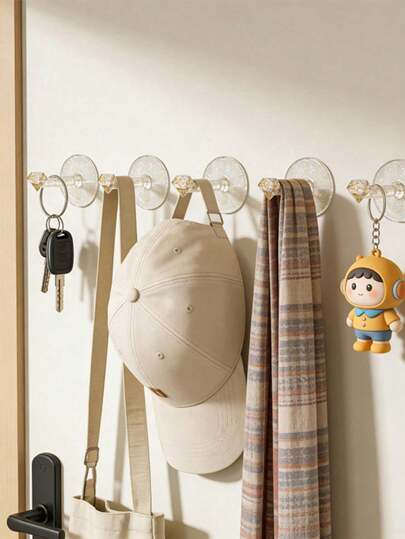 1pc No-Drill Heavy Duty Hanger, Diamond Decor Transparent, Entryway Hanging Gift Bag / Decorative Storage Hook, Premium Crystal-Inspired Transparent Accent For Doorway, Hallway, And Wardrobe Organization, Easy Tool-Installation, Sturdy Load Capacity, Versatile Storage And Display For Bags, Keys, Towels, Scarves, And Small Accessories, Ideal For Entryway Refresh, Spring Home Makeover, Housewarming Gifts, Wedding Decor, Stylish Display Solution That Blends With Modern Interiors, Lightweight Yet Durable, Unobtrusive Clear Design To Maximize Space And Visibility.