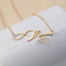 Stainless Steel Customized Gold Artistic Font Style Name Necklace Fashionable And Elegant Handwriting Style Personalized Private Custom Nameplate Pendant Necklace Women's Charm Jewelry Valentine's Day Gift - Multicolor 4 - View 8