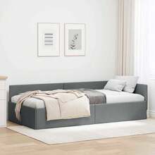 vidaXL Cadre de lit d'angle Grigio foncé 90 cm x 190 cm in velluto - Grigio - Visualizzare 1