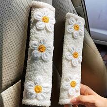 Soft Car Seat Belt Cover Fresh Flower Design 1 Or 2 Pcs Optional Shoulder Protection