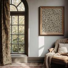 1幅乡村复古花卉墙画，米色和浅棕色，农舍风格装饰，古董花卉图案海报，柔和的大地色调，家居装饰客厅，墙面装饰，无框 - 彩色 - 查看 3