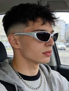 1 PC Men's Wrap Sports Glasses Lightweight Frame Comfortable To Wear For Stay Stable While Exercising With Glasses Box - Multicolor - View 13