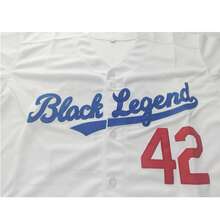 Kekambas 男士 #42 传奇球衣复古休闲短袖纽扣罗宾逊男士派对运动棒球衫白色蓝色弹力面料 - 休闲运动衬衫纽扣刺绣训练比赛运动衫节日礼物 - 白色 - 查看 5