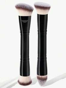 4pcs Professional Dual-Ended Makeup Brush Set - Angled & Tapered Foundation Brush, Contour Brush, Blush Brush, Powder Brush, Eyeshadow Brush, Concealer Brush, Highlighter Brush, Blending Brush. Soft Fiber Brushes, Portable For Travel, Great Gift For Women And Girls.