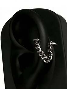 1PC Spike Ear Piercing Helix Piercing Earring Curved Bar With Chain Stainless Steel Ear Stud Ear Stack Cartilage 16G Gauge Body Piercing Punk Style