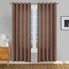 1pc/2pcs Modern Solid Blackout Curtains With Top Loops, Sheer Voile Curtains For Living Room, Bedroom Curtains Balancing Privacy And Light, Deep Brown Curtains - Dark Brown - View 17