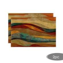 2/4/6/8件装几何图案亚麻餐垫，长方形编织日常厨房餐桌垫，适用于餐厅、派对、家居装饰