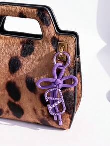 Valentino Black Handheld Makeup Bag/Pink Velvet & Canvas Tote Bag/Heart-Shaped Magnetic Closure Mirror - Purple Chinese Knot - View 6