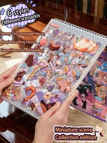 1 Book With 6 Different Miniature Scene Sticker Sets, Scrapbooking Stickers, 3D Dimensional DIY Decorative Sticker Sheets - Multicolor - View 10