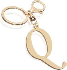 Cute Stainless Steel Gold Initial Letter Keychain For Women Girl, Charms For Key Handbag Backpack Bag, Personalized Gift - 黃金 - 查看 29