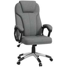Vinsetto Office Chair, Ergonomic Computer Chair With Rocking Function, Adjustable Height, Headrest, Armrests, Grey Linen Look, 66 X 75 X 110-120 Cm For Optimal Working Comfort | Aosom.De - 灰色 - 查看 1
