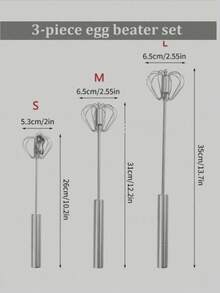 1个简易手动打蛋器，不锈钢材质，半自动按压旋转式，适用于家庭厨房，可用于搅拌鸡蛋、牛奶、面团等。 - 彩色 - 查看 12
