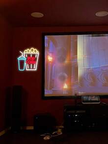 1 Peça Letreiro Neon Multicolorido de Pipoca, Luz Decorativa de Parede com LED Alimentada por USB, Perfeita para Lanchonete, Cinema, Bar, Clube, Cozinha, Quarto, Festa, Presente Ideal para Aniversário e Feriados - luz policromática - Visão 2