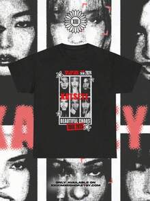 Katseye Shirt, The Beautiful Chaos Tour 2025 Shirt, Katseye Girl Group T-Shirt Vintage Katseye The Beautiful Chaos Tour Shirt, Katseye Kpop Graphics Tee, Katseye Gnarly  Parent-Child Outfits - 黑色7 - 查看 1