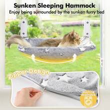 Cat Window Perch, Glow In The Dark Cordless Foldable Pet Hammock Bed For Window With Sturdy Metal Frame, Glowing Stars Pattern Resting Seat For Indoor Cats - 2件套星星 - M - 查看 2