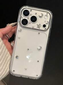 Luxury Glitter Rhinestone Star Moon High Transparency Hard PC Phone Case Compatible With IPhone 17ProMax 17Pro 16 15 14 13 12 Pro Max 11 Clear Stylish Shockproof Back Cover - Clear - View 5