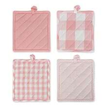 DII Gingham Check Kitchen Collection Pink Potholder Set - Pink - View 2