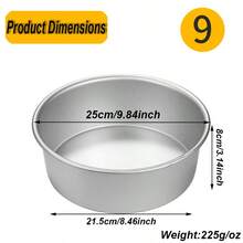 1 件/3 件厚 4/6/8/10 英寸圆形实心底座烘焙蛋糕模具盘，阳极氧化铝，适用于自制戚风蛋糕，不粘表面可涂油脂以增加脱模难度 - 陽極固底模具 - 查看 19