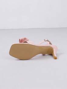 Timesize 甜美蝴蝶结女士凉鞋，粉色高跟凉鞋，正式礼服鞋，办公鞋，低跟凉鞋，新品上市 - 粉色 - 查看 8