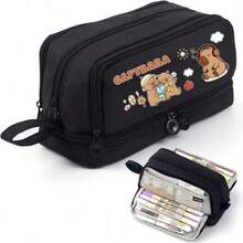 Capybara 4 Pcs Retractable Pens Cute Cartoon Capybara Pen 0.5mm Black Ink Soft Grip Writing Pens Gel Ink Pens Office School Supplies For Girls Boys Women Mengift,Large-Capacity Multi-Layer Pencil Case,Back To School Supplie Essentials Office Supplies Valentine's Day Gifts - Multicolor - View 2