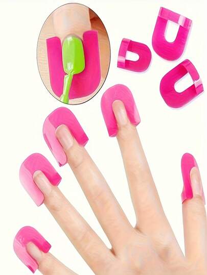 26pcs Reusable Soft Plastic Manicure Tools - Anti-Stain And Easy To Clean Nail Art Tools, Odorless, Suitable For Beginners, Home And Professional DIY Manicure Accessories, Flexible Nail Tips, Made Of Soft Plastic Material