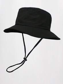 1pc Unisex Solid Color Bucket Hat With Drawstring, Outdoor Travel Hiking Casual Lightweight Fashionable Sports Sun Hat, Suitable For All Ages, Summer Sun Protection - MianDi - View 16