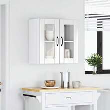 vidaXL Armadio murale da cucina con porte vitrée "Lucca" Bois d'ingénierie blanc brillante - Bianco - Visualizzare 3