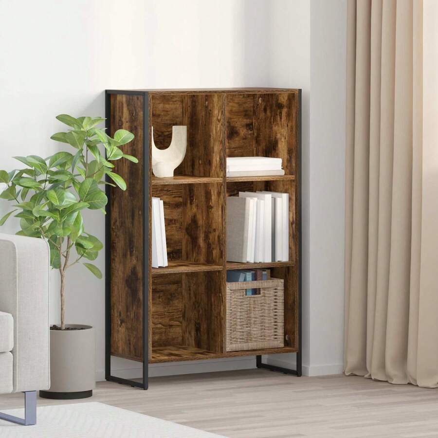 vidaXL Biblioteca Chêne Fumé 99,5 x 30 x 108,5 cm Bois d'ingénierie - Castanho - Ver 1