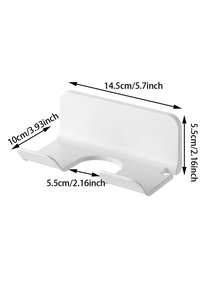 1pc Wall-Mounted Hair Dryer Holder, Hair Dryer Storage Rack, Angled Hair Dryer Stand, Bathroom Hair Dryer Organizer, Multi-Function Hook - Multicolor - View 2