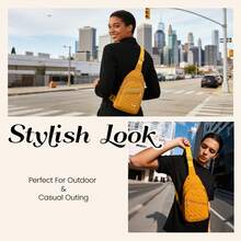 2026 Solid Color Quilted Waist Bag - Casual Large Capacity Zipper Chest Bag, Adjustable Crossbody Bag, Daily Use, Lightweight And Waterproof Valentine's Day Gift - Yellow - View 7
