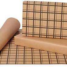 American Greetings - Papel de regalo reversible caf para todas las ocasiones, papel kraft y cuadros (1 rollo jumbo, 175 m2 Pies.) - kraft y cuadros - Ver 3