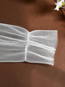 1 Pair Long Princess Style Sheer Fingerless Bridal Gloves, Suitable For Weddings, Banquets, Parties, Vacations - White - View 5