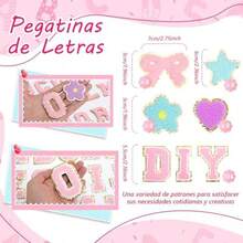 58 Parches Autoadhesivos, Pegatinas de Letras, Parches para Planchar, Parches de Tela Autoadhesivos, para Ropa Chaquetas de Tela Bricolaje Telfono Mvil (Rosa 58 piezas) - rosa 58 piezas - Ver 4