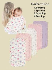 5pcs/Pack Soft & Comfortable Cotton Baby Bibs, Burp Cloths - Multicolor - View 2