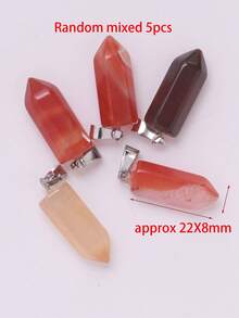 5pcs/10pcs/20pcs/50pcs Approx 22x8mm Natural Stone Carnelian Red Agate Bullet Single Quartz Point Hexagonal Column Pendant European And American Popular Energy DIY Charms Necklace Jewelry - Single-pointed Hexagonal Prism Pendant - View 4