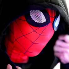 1pc Marvel Spider-Man Mask, Miles Morales Spider-Man Superhero Cosplay Costume Prop, Cartoon Silk Eye Mask Breathable Lightweight Sleep Mask - SDZ Headgear - View 3