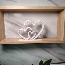 Heart-To-Heart Statue, Simple Black And White Design, Love-Themed Decorative Item, Bookshelf Decorative Sculpture, Desktop Decorative Item, Valentine's Day Gift, Gift-Giving, Home Decoration - 2件(黑色+白色) - 查看 4