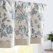 Linen Valance Kitchen Curtain Double Layer 16 Inch Living Room Bedroom Bathroom Window Treatment Blackout Vintage Rustic Farmhouse Cottagecore Rod Pocket 1 Panel On Beige - 雅各賓式 | 藍色 - 查看 9