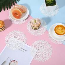 8 Pack White Crochet Doilies, 6.1in Handmade Round Lace Doilies, Vintage Cotton Placemats Rustic Table Mats For Tables Kitchen Dining Room Party Wedding Birthday Dressers Decoration - White - View 6