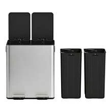 A 40-Liter Stainless Steel Waste Bin Featuring Two Sections - Anti-fingerprint Black - View 4
