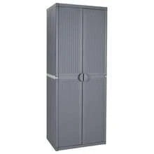 vidaXL Armoire de rangement de jardin gris 65x45x172 cm PP rotin - Gris - Voir 1