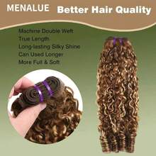 MENALUE Water Wave Burmese Curly Bundles Human Hair 24 26 28 Inches 3Pcs Honey Blonde Ombre Curly Human Hair Bundles Weave With Spiral End 3c4a Quick Weave Hair Bundles For Women 4/27 - 4月27日 - 查看 3