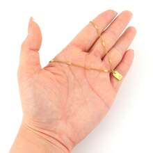 1pc Simple Classic Rectangle Initial Pendant Golden Stainless Steel Chain Necklaces For Women - Yellow Gold - View 3