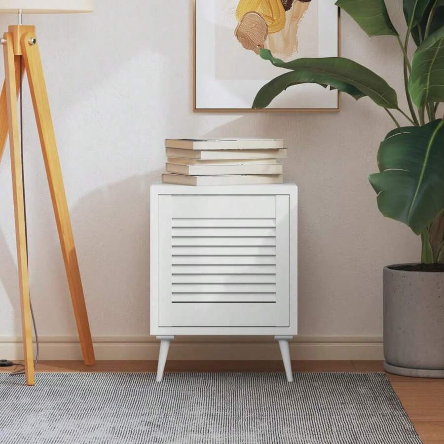 vidaXL Porte d'armoire à persiennes branco 39,5x39,4 cm pino sólido - Branco - Ver 1