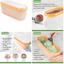 Tovolo Glide-A-Scoop - Tina de helado reutilizable Sunburst, contenedor hermtico sin BPA para helado casero, almacenamiento compacto para congelador, apto para lavaplatos (1.5 cuartos de galn) - rayos de sol+1.4 l - Ver 1