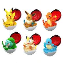 1pc Authentic Pokemon Toy: Charmander, Venusaur, Eevee, Meowth, Squirtle, Pikachu With PokeBall, Transformable Action Figure, Collectible Toy, Anime Character Model, Gift With Original Box. - Multicolor - View 2