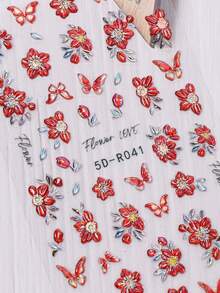 4pcs Spring/Summer Floral, Butterfly, Fruit 3D Nail Art Stickers, Vintage Delicate Design, 5D Exquisite Stickers, Suitable For Valentine's Day, Easter, Music Festivals, Wedding Season, Carnival Themes, Easy To Apply, For Nail Decoration, DIY, Holiday Gifts, Y2K Style Nails Nail Supplies - Multicolor - View 8