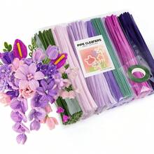 622pcs Colorful Fluff Stem Craft Kit, Includes Soft Fluffy Fluff, Stems, Tapes And Step-By-Step Tutorial Videos, Suitable For DIY Crafts, Art Parties, Decorations - Upgraded DIY Craft Set, Great Gift For Valentine's Day, Mother's Day, Christmas, Graduation Ceremony - Pink and Yellow - View 7