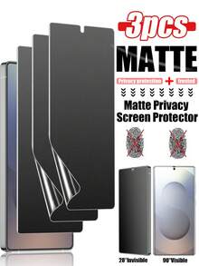 3片装水凝胶屏幕保护膜，TPU防窥磨砂屏幕保护膜，防刮花，防脱落，保护隐私，减震，兼容三星Galaxy S21/S22/S23/S24 Ultra，A14/A15/A25/A34/A35/A54/S23 Fe/A55/A06/A36/A56/A26，Galaxy S25 Ultra/S26 Ultra/S26 Plus/S26 - 黑色 - 查看 19