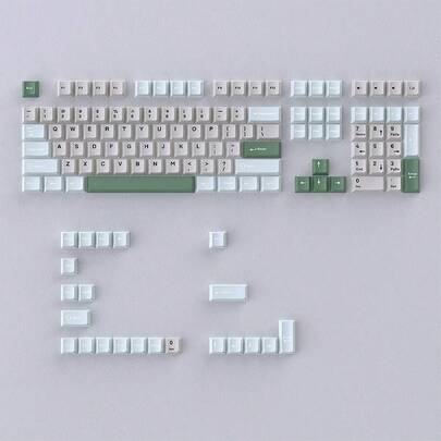 132键青柠色键帽，GMK双色注塑PBT键帽，Cherry原厂高度